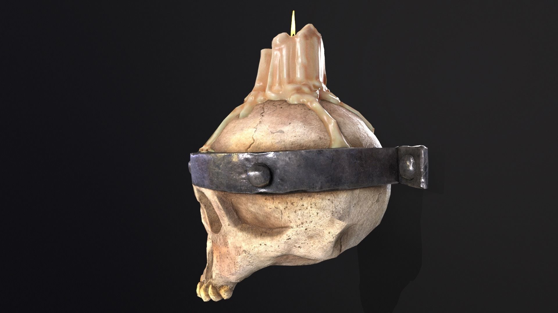 Halloween Spooky Wall Mounted Skull Candle Low-poly 3D model_6