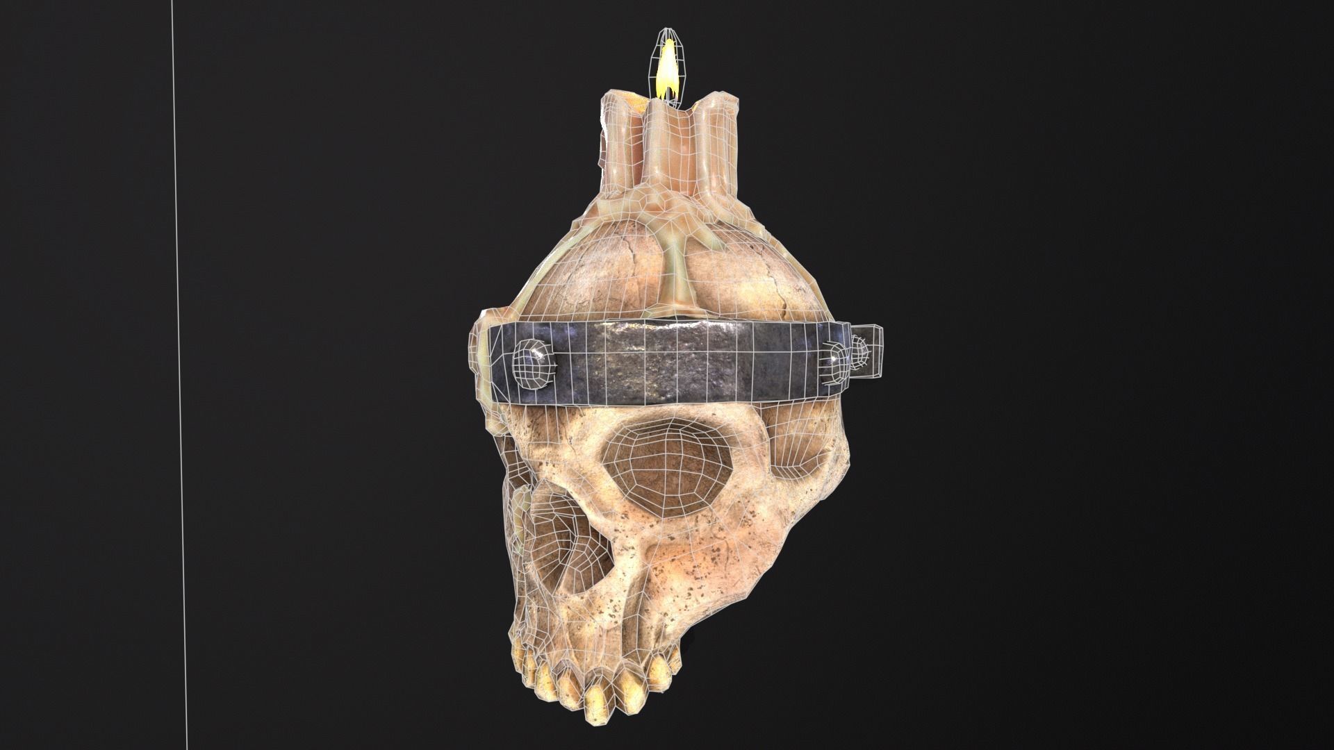 Halloween Spooky Wall Mounted Skull Candle Low-poly 3D model_10