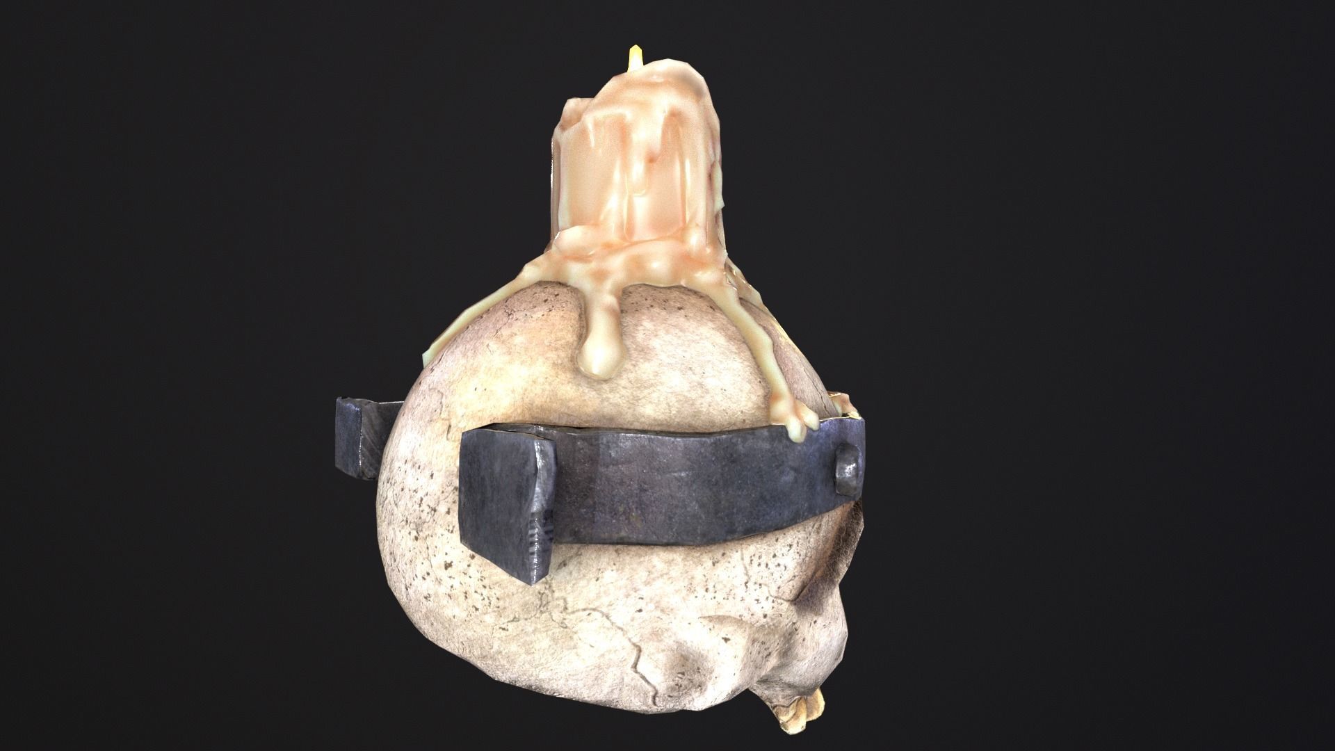 Halloween Spooky Wall Mounted Skull Candle Low-poly 3D model_15