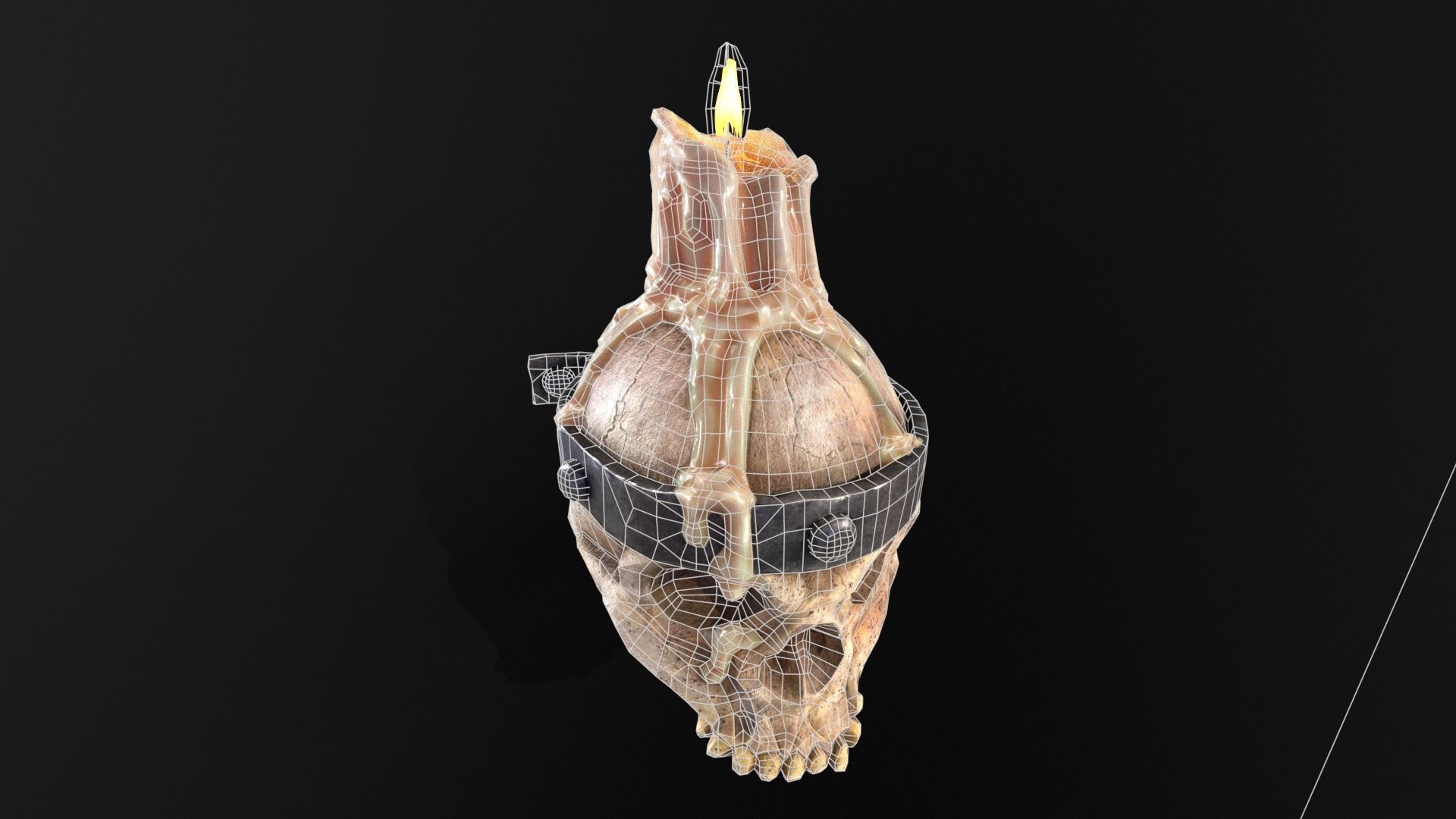 Halloween Spooky Wall Mounted Skull Candle Low-poly 3D model_18