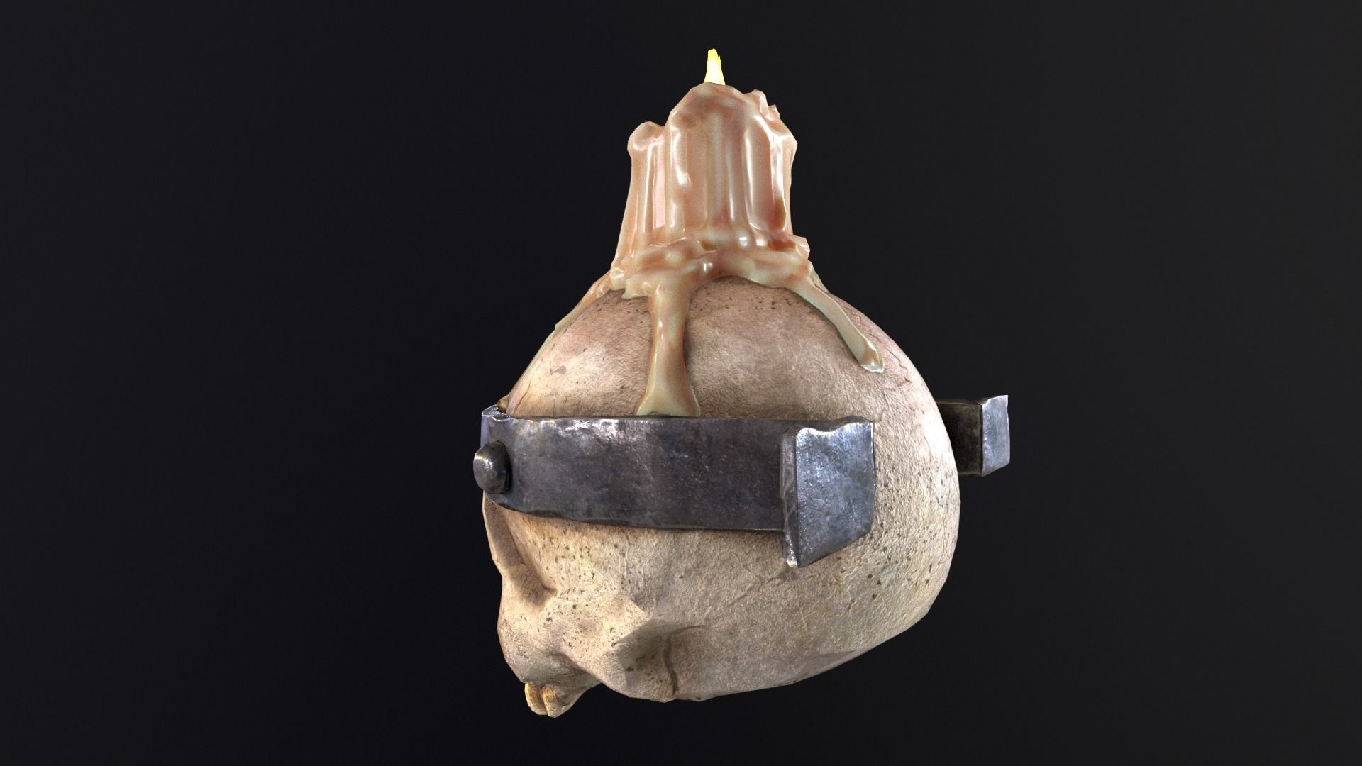 Halloween Spooky Wall Mounted Skull Candle Low-poly 3D model_9