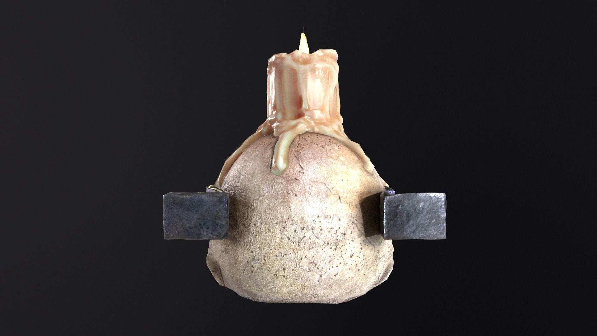 Halloween Spooky Wall Mounted Skull Candle Low-poly 3D model_5
