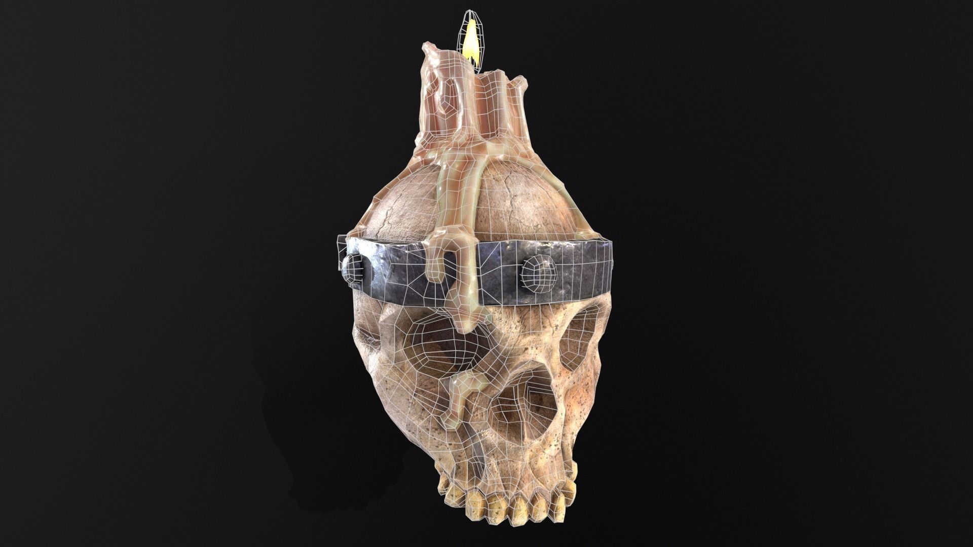 Halloween Spooky Wall Mounted Skull Candle Low-poly 3D model_13