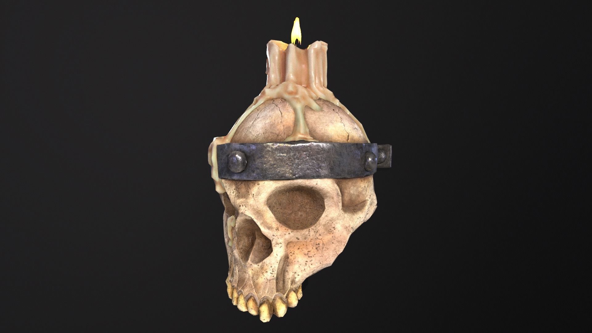 Halloween Spooky Wall Mounted Skull Candle Low-poly 3D model_12