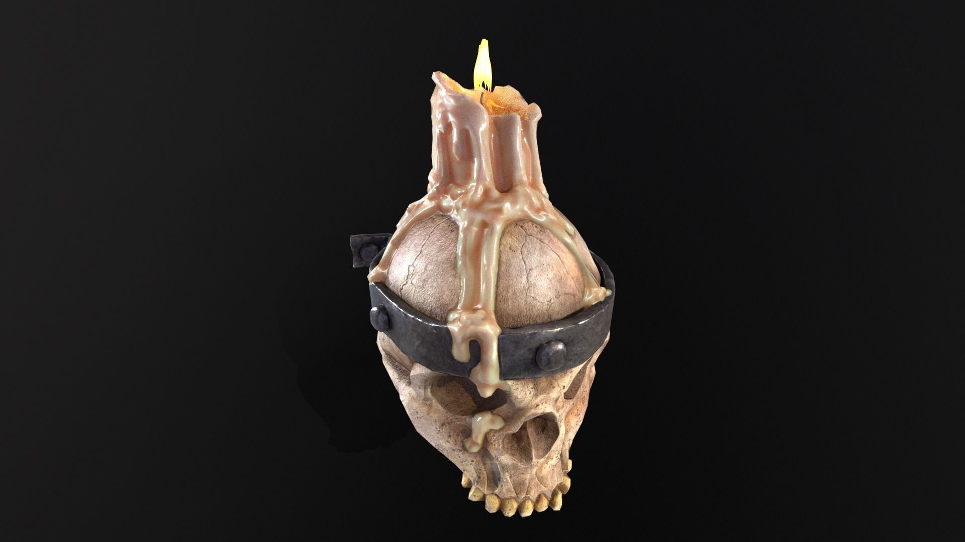 Halloween Spooky Wall Mounted Skull Candle Low-poly 3D model_21
