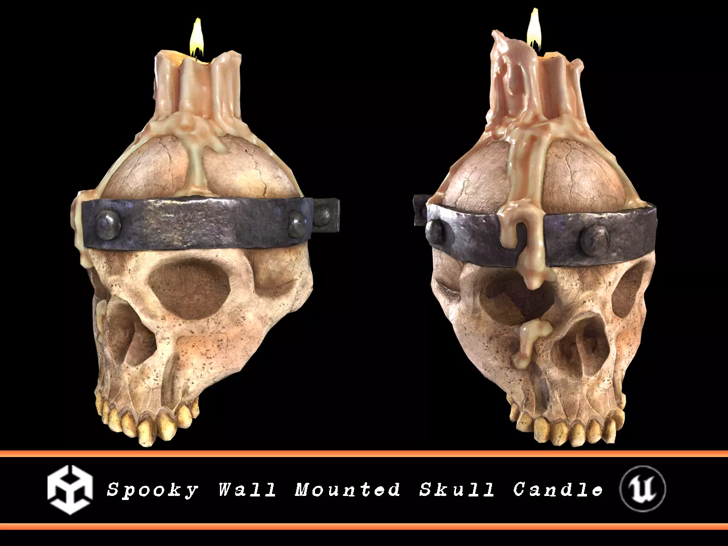 Halloween Spooky Wall Mounted Skull Candle Low-poly 3D model_0