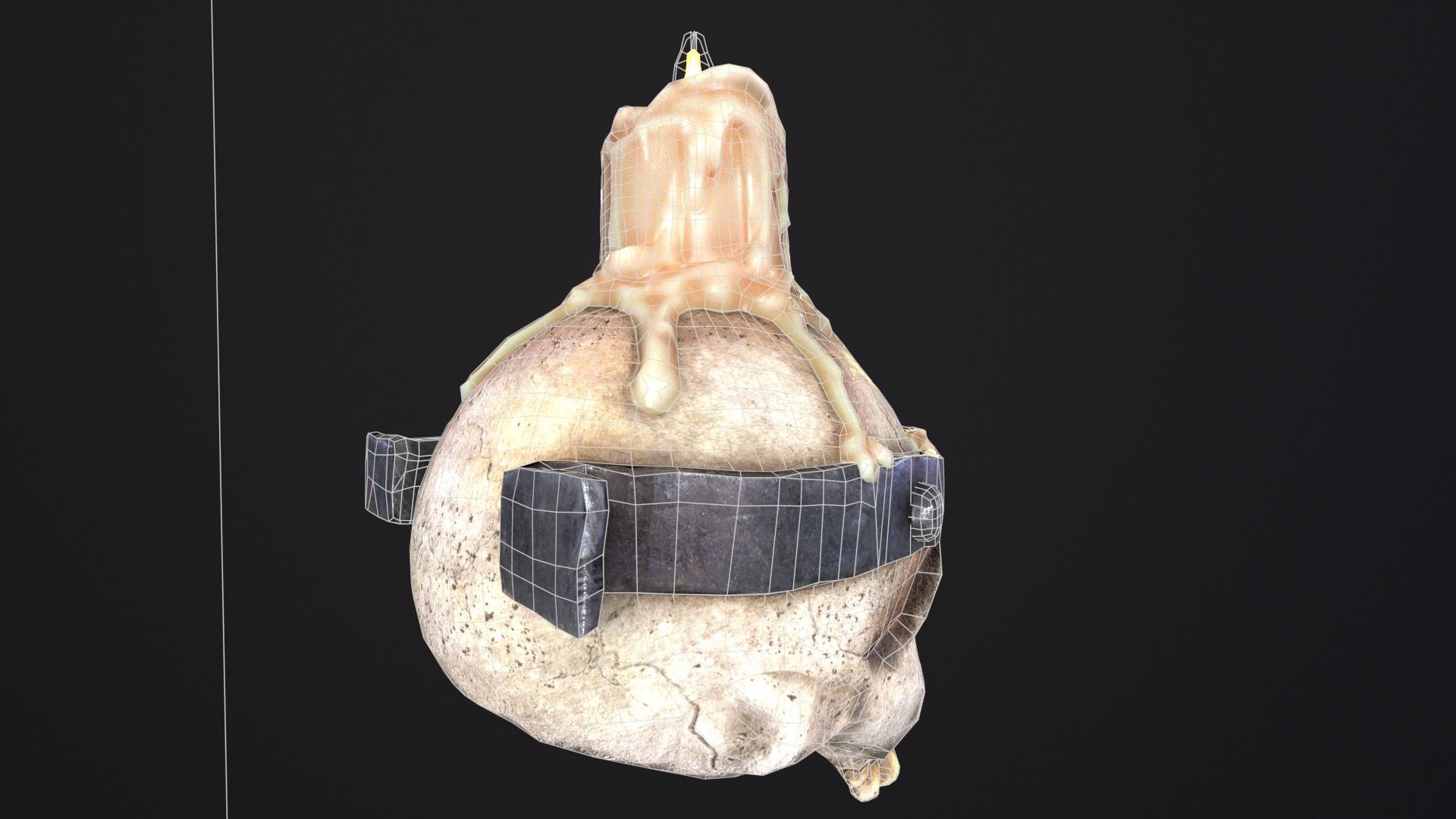 Halloween Spooky Wall Mounted Skull Candle Low-poly 3D model_19