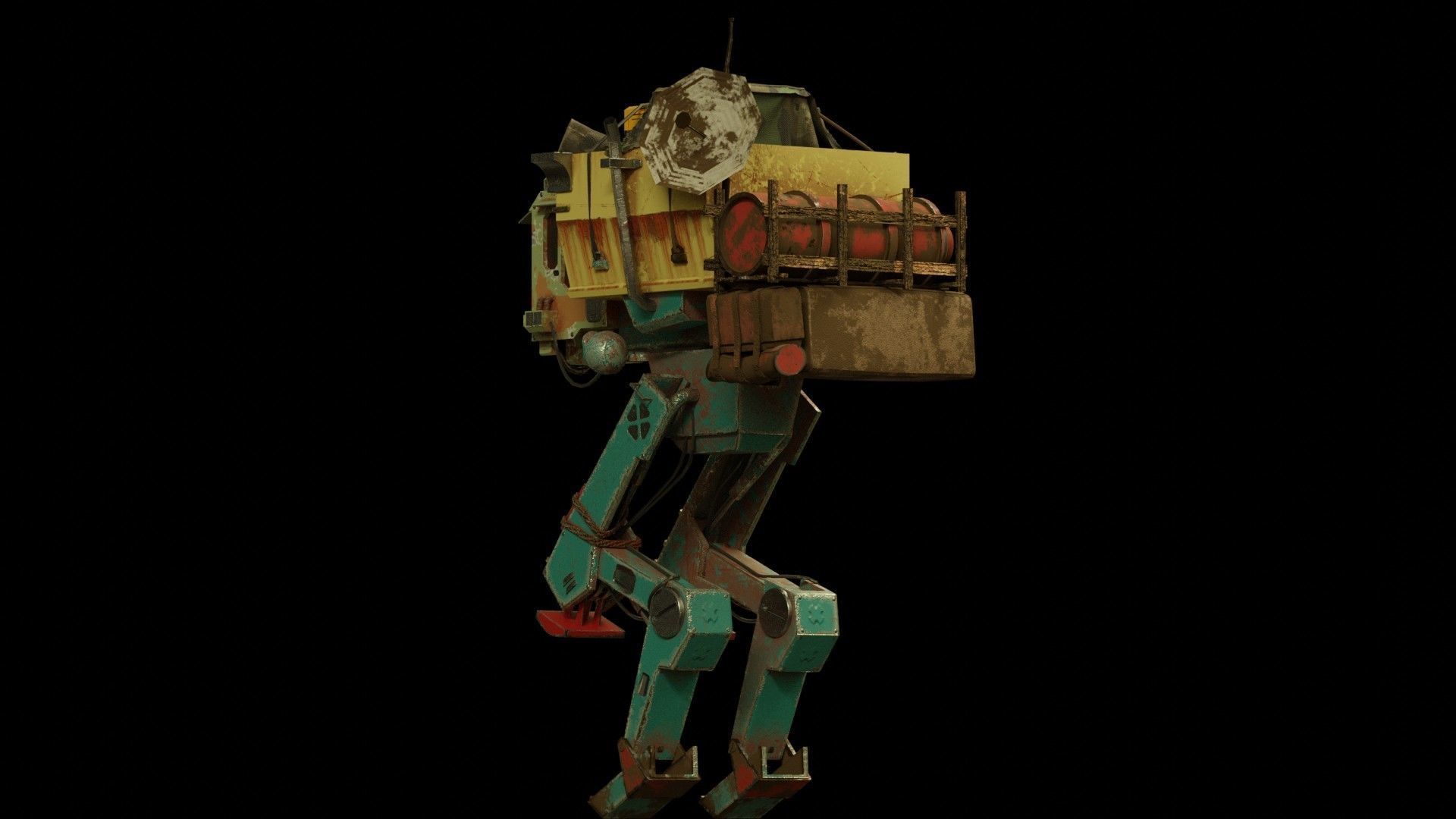 Robot old model  Low-poly 3D model_7