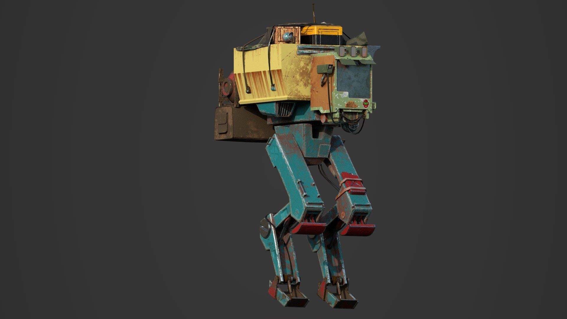 Robot old model  Low-poly 3D model_5