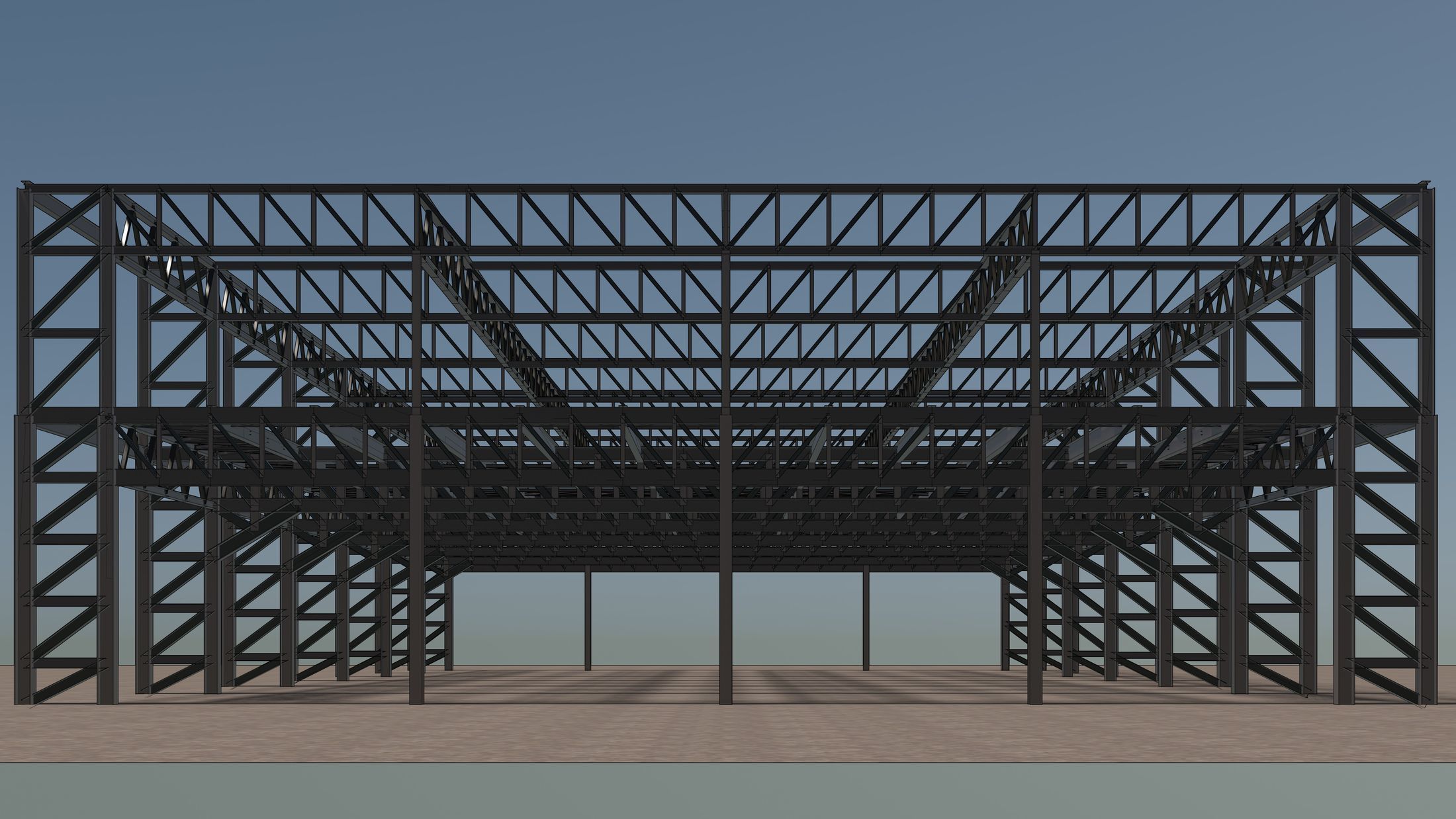 Steel structure frame 3D model_2
