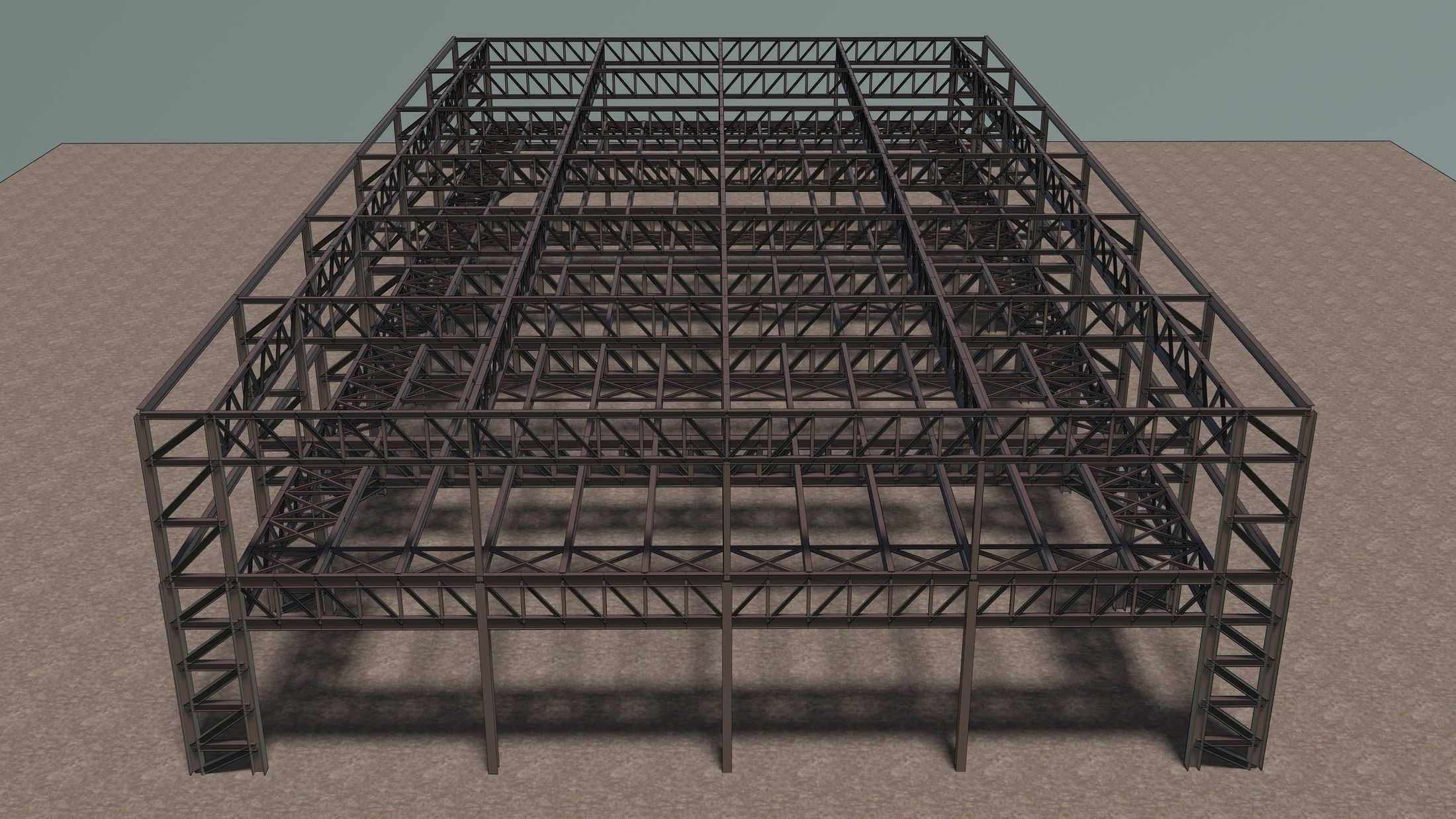 Steel structure frame 3D model_6