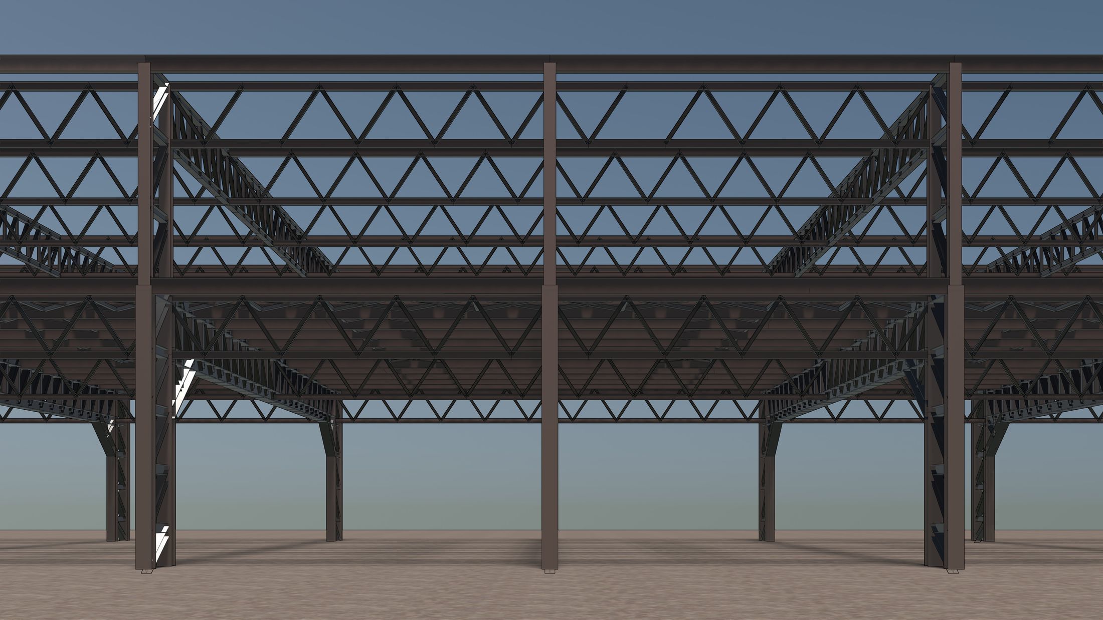 Steel structure frame 3D model_1