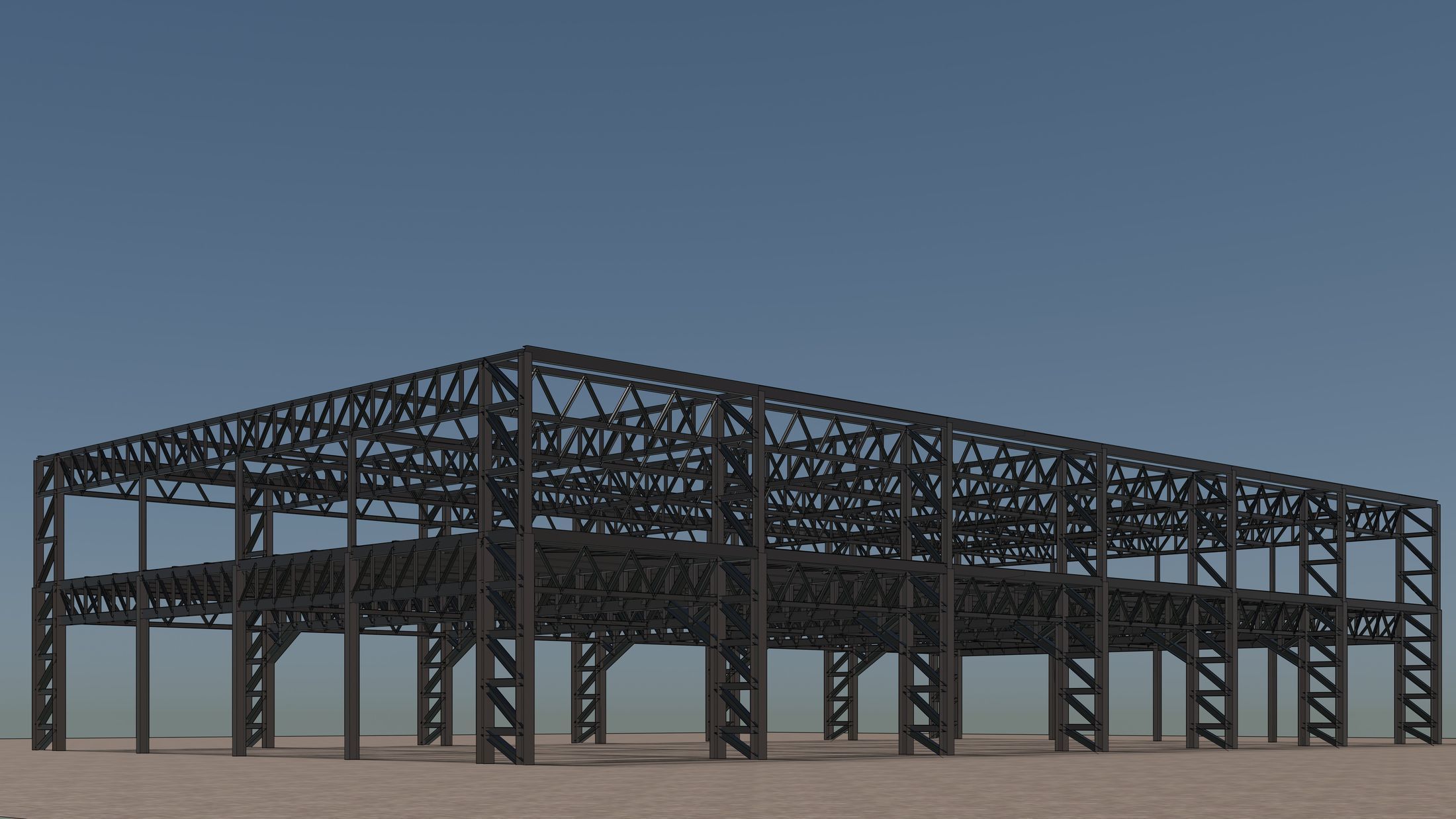 Steel structure frame 3D model_3