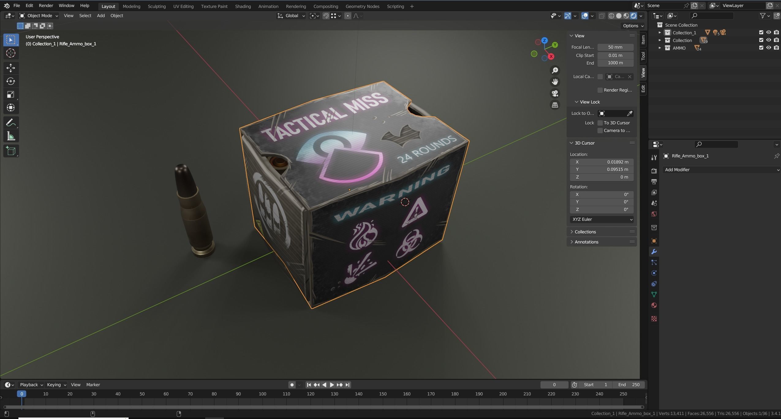 Rifle Ammo Low-poly 3D model_12