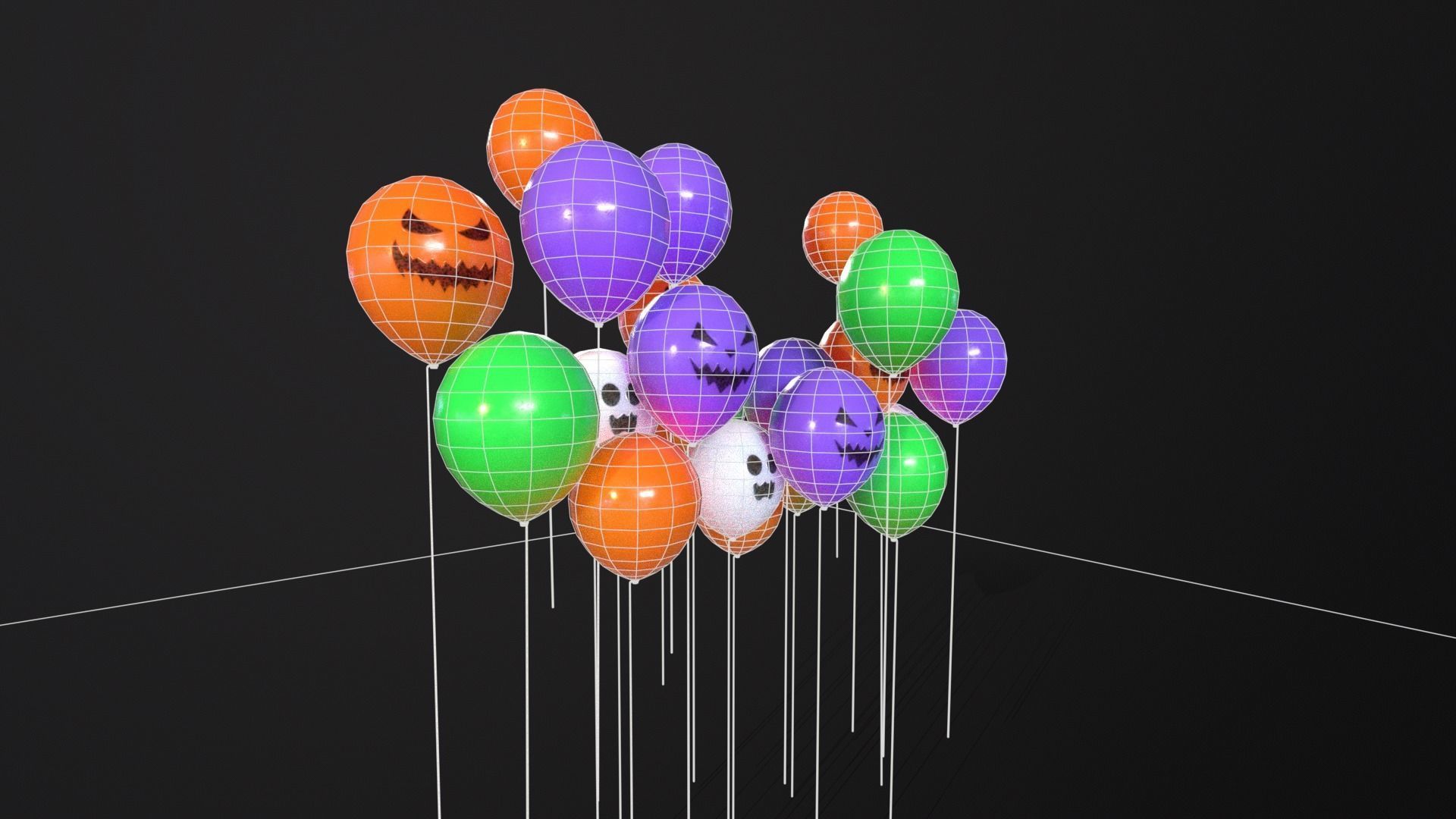 Decorative Halloween Balloons Low-poly 3D model_21