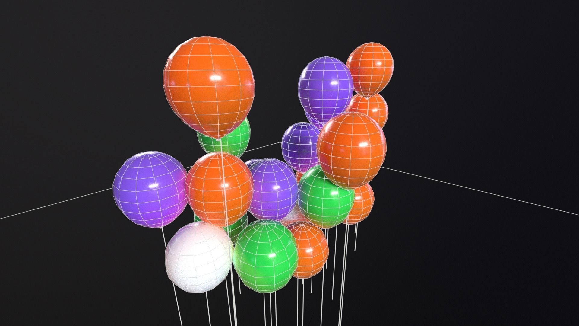 Decorative Halloween Balloons Low-poly 3D model_15