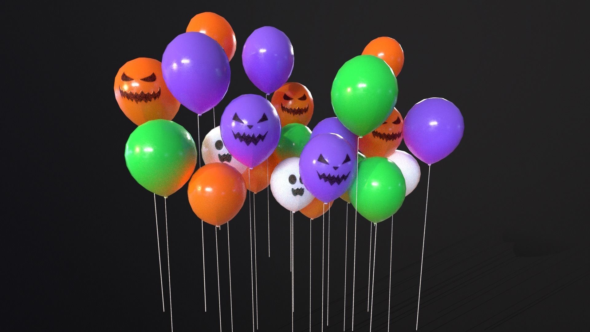Decorative Halloween Balloons Low-poly 3D model_2