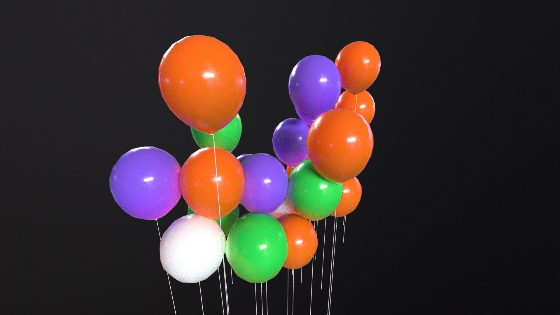 Decorative Halloween Balloons Low-poly 3D model_14