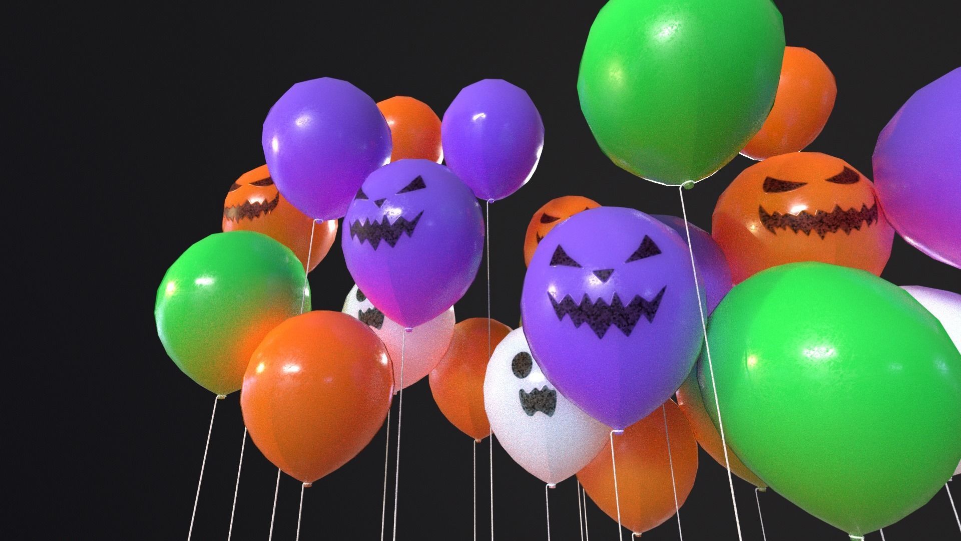 Decorative Halloween Balloons Low-poly 3D model_6
