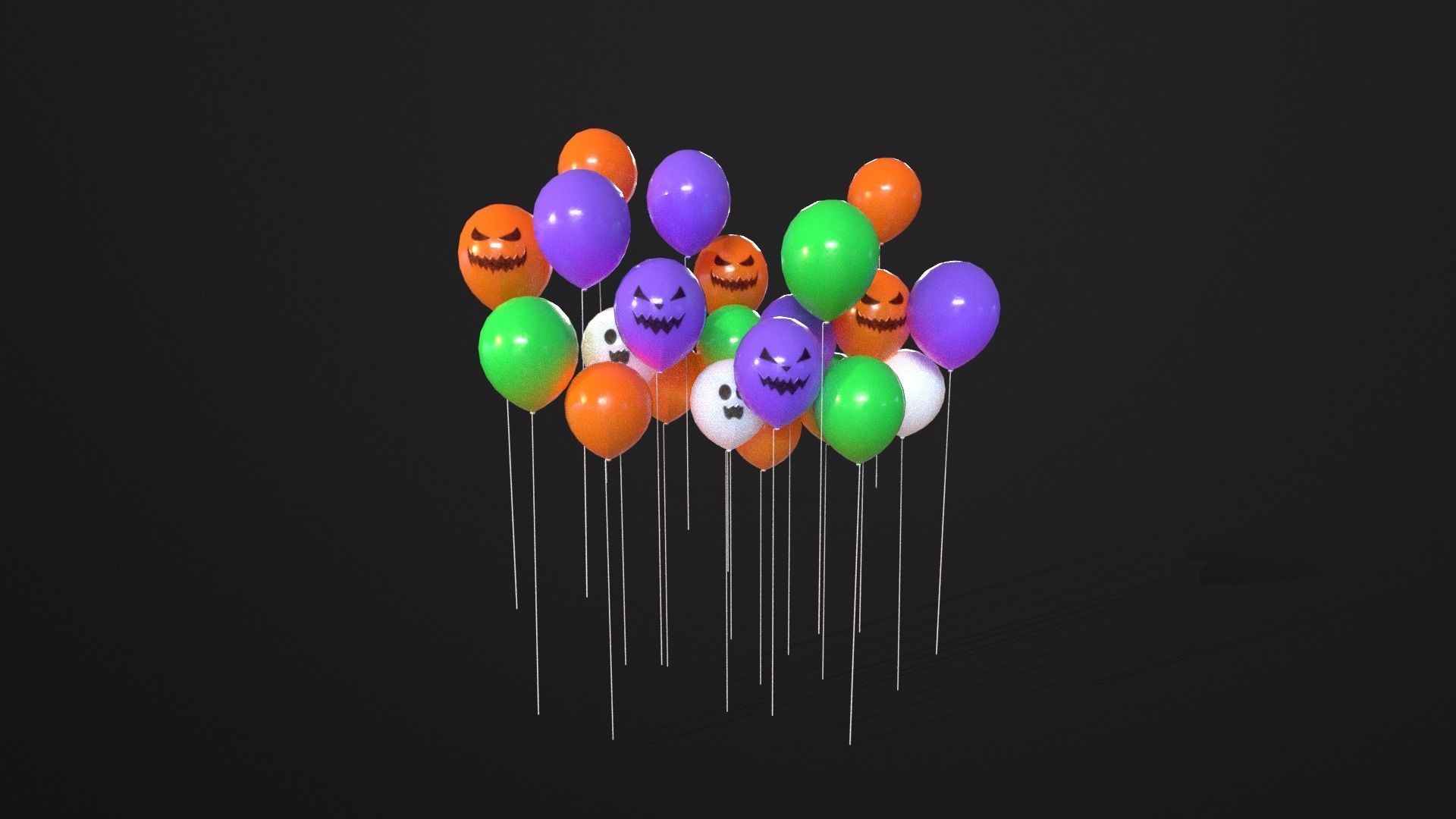 Decorative Halloween Balloons Low-poly 3D model_10