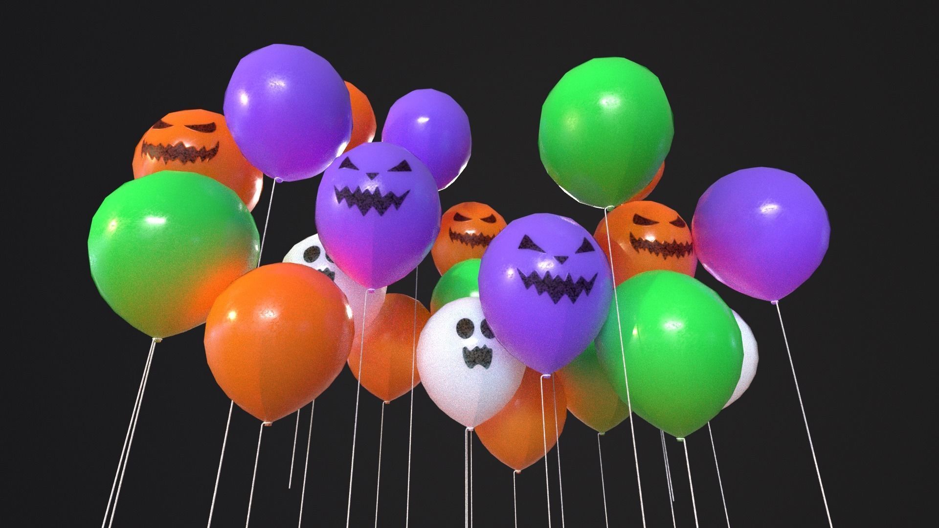 Decorative Halloween Balloons Low-poly 3D model_8