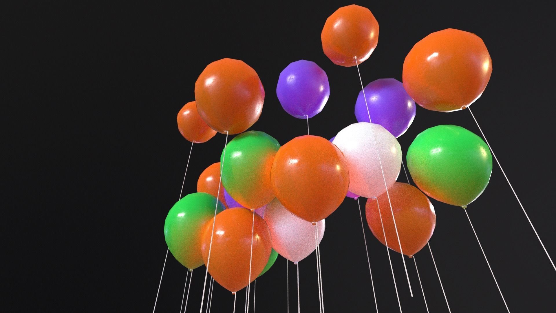 Decorative Halloween Balloons Low-poly 3D model_16