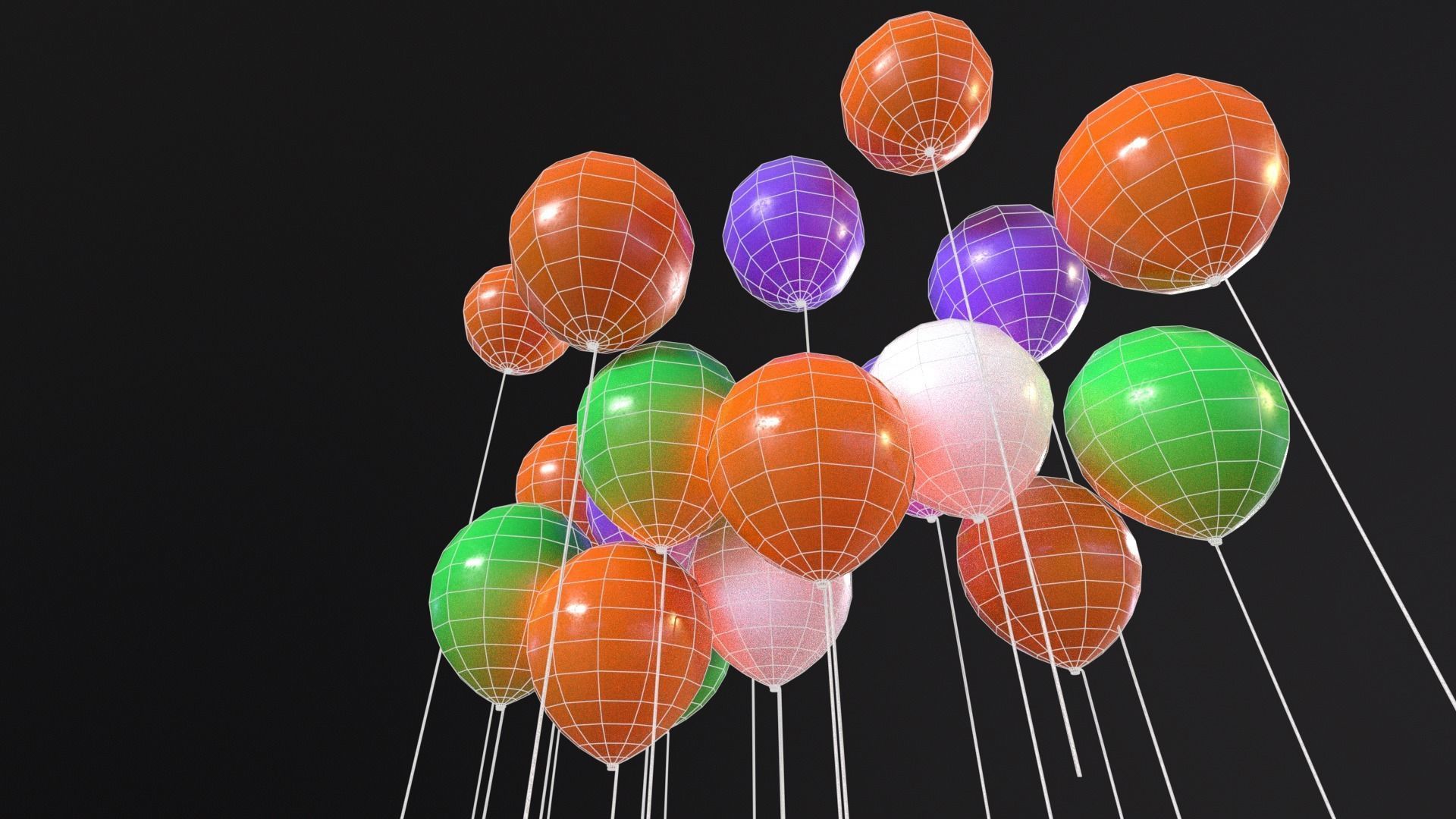 Decorative Halloween Balloons Low-poly 3D model_17