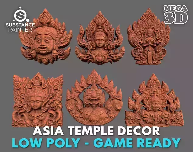 Low poly Asia Temple Decor - 231006