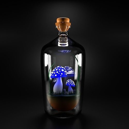 Mushrooms in bottle Free 3D print model