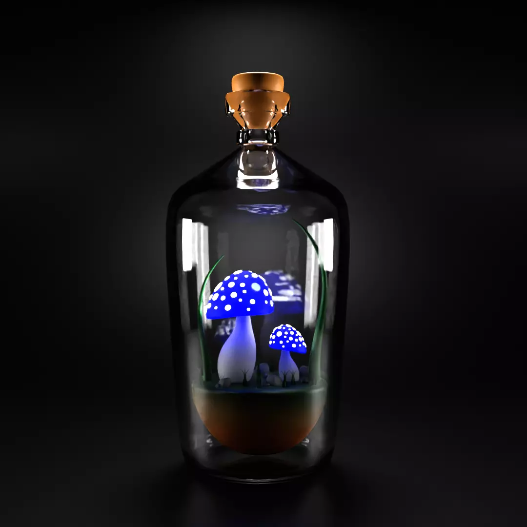 Mushrooms in bottle Free 3D print model