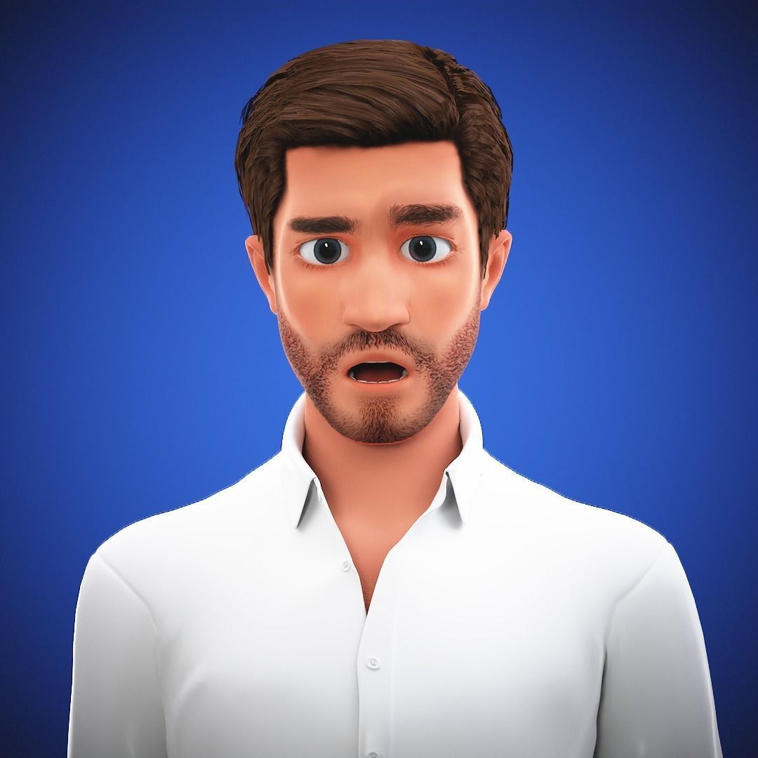 Free business Game Stylized Cartoon Man Free low-poly 3D model_5
