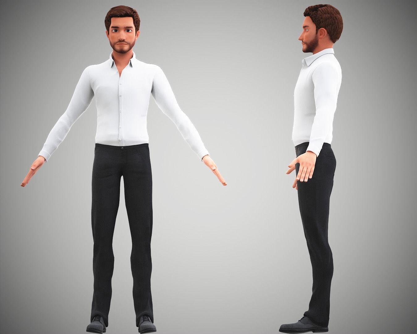 Free business Game Stylized Cartoon Man Free low-poly 3D model_12