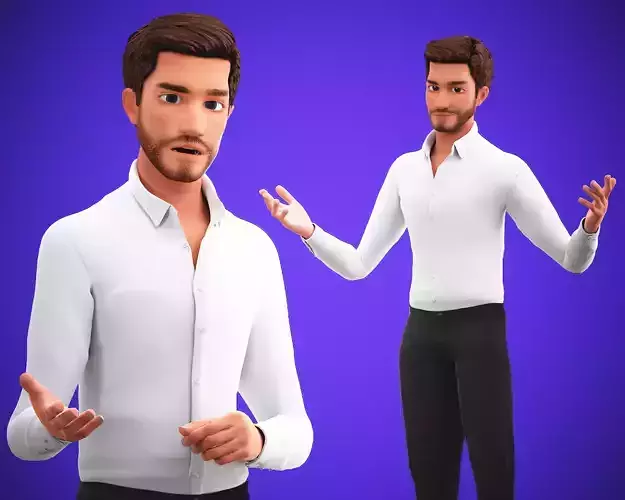 Free business Game Stylized Cartoon Man Free low-poly 3D model
