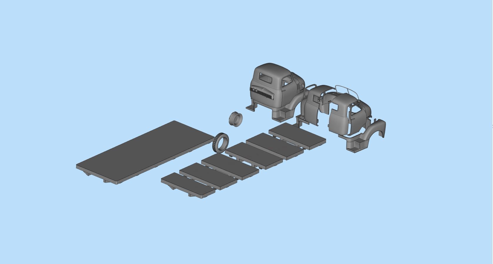 STL files Hauler Cab Over Engine longbed flatbed truck COE 3D print model_11
