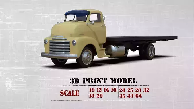 STL files Hauler Cab Over Engine longbed flatbed truck COE 3D print model