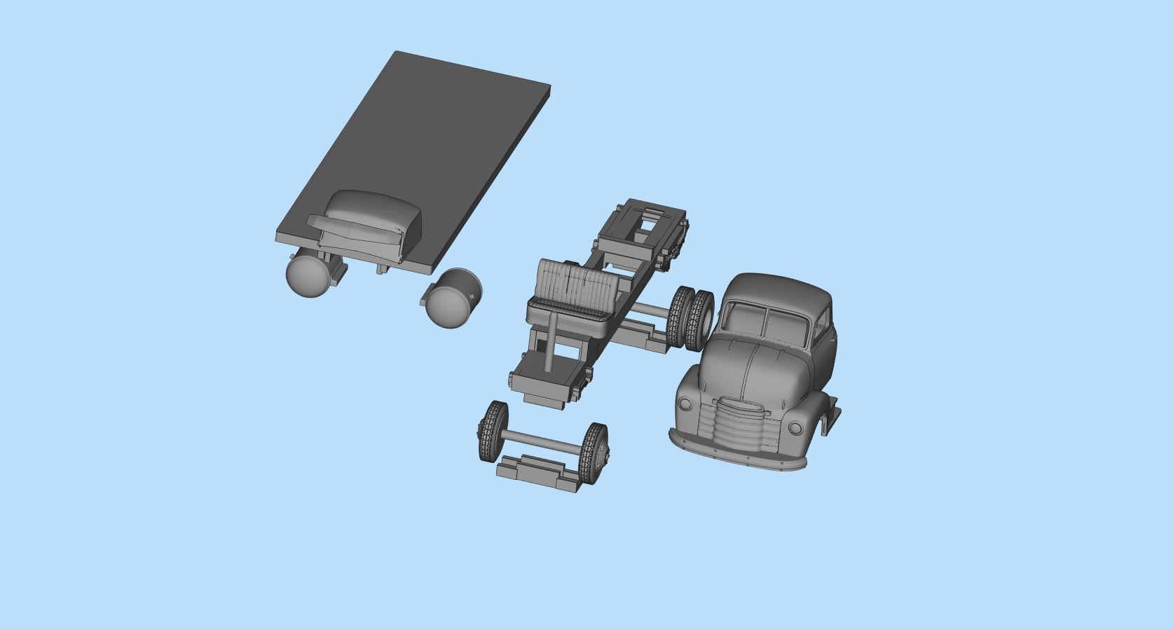 STL files Hauler Cab Over Engine longbed flatbed truck COE 3D print model_8