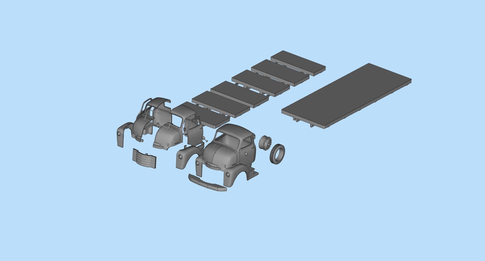 STL files Hauler Cab Over Engine longbed flatbed truck COE 3D print model_2