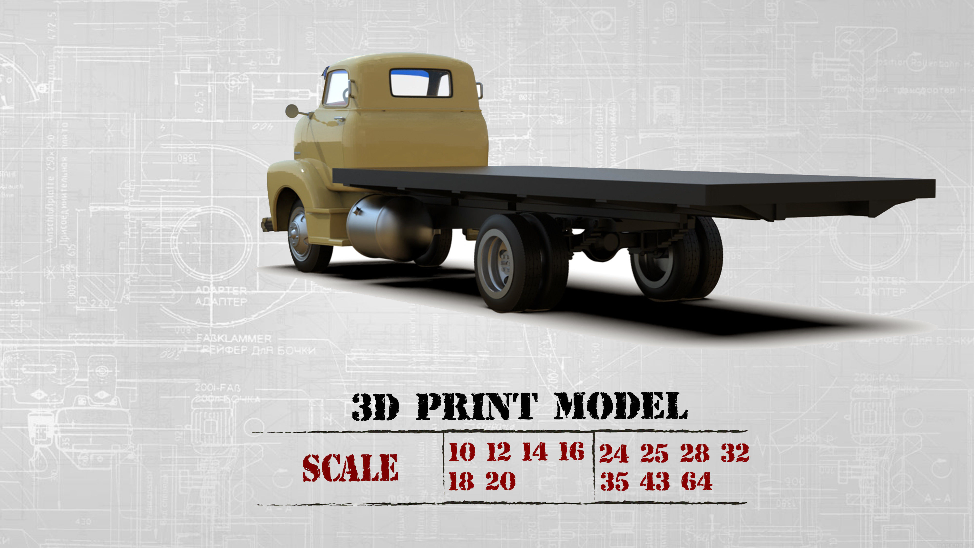 STL files Hauler Cab Over Engine longbed flatbed truck COE 3D print model_1
