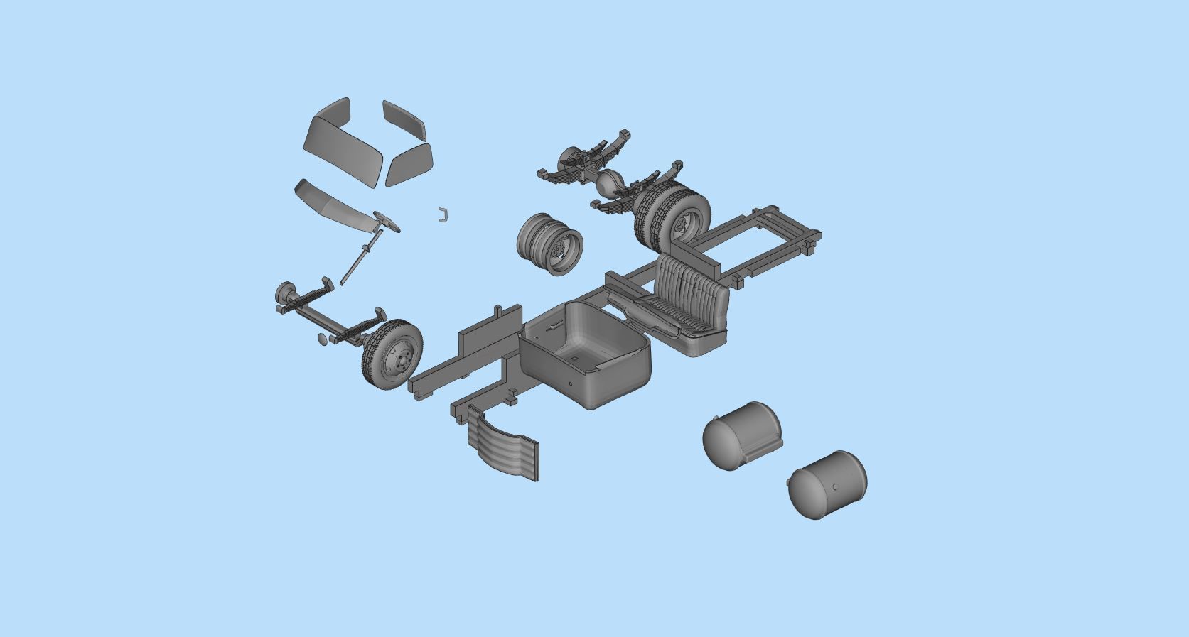 STL files Hauler Cab Over Engine longbed flatbed truck COE 3D print model_15