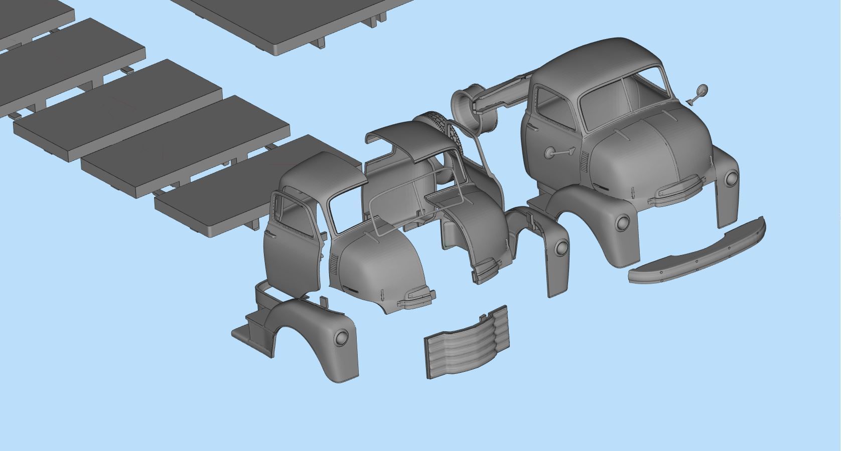 STL files Hauler Cab Over Engine longbed flatbed truck COE 3D print model_13