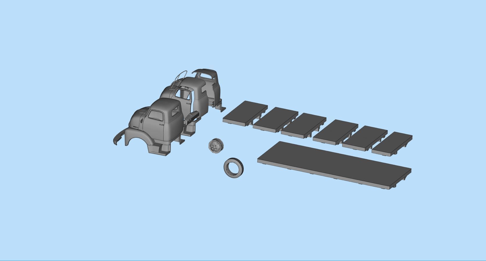STL files Hauler Cab Over Engine longbed flatbed truck COE 3D print model_10