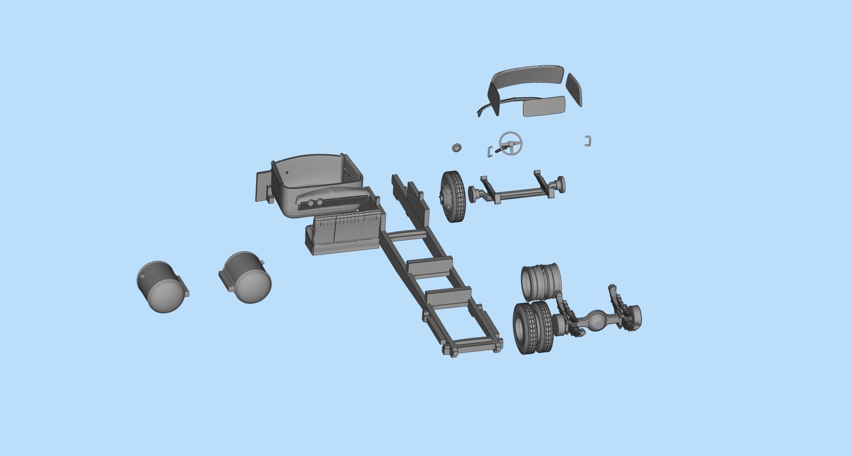 STL files Hauler Cab Over Engine longbed flatbed truck COE 3D print model_16