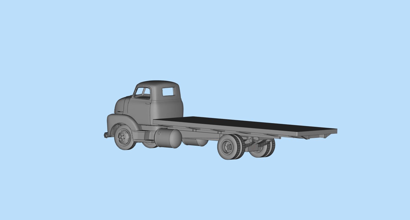 STL files Hauler Cab Over Engine longbed flatbed truck COE 3D print model_6