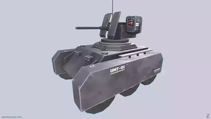 Unmanned Mini Tank Low-poly 3D model