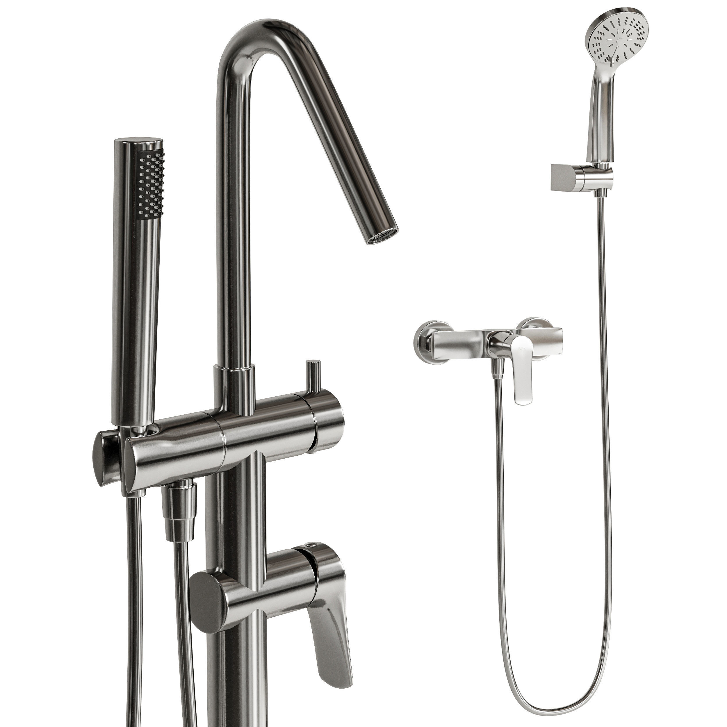 Bathroom Faucet Set 3D model_4
