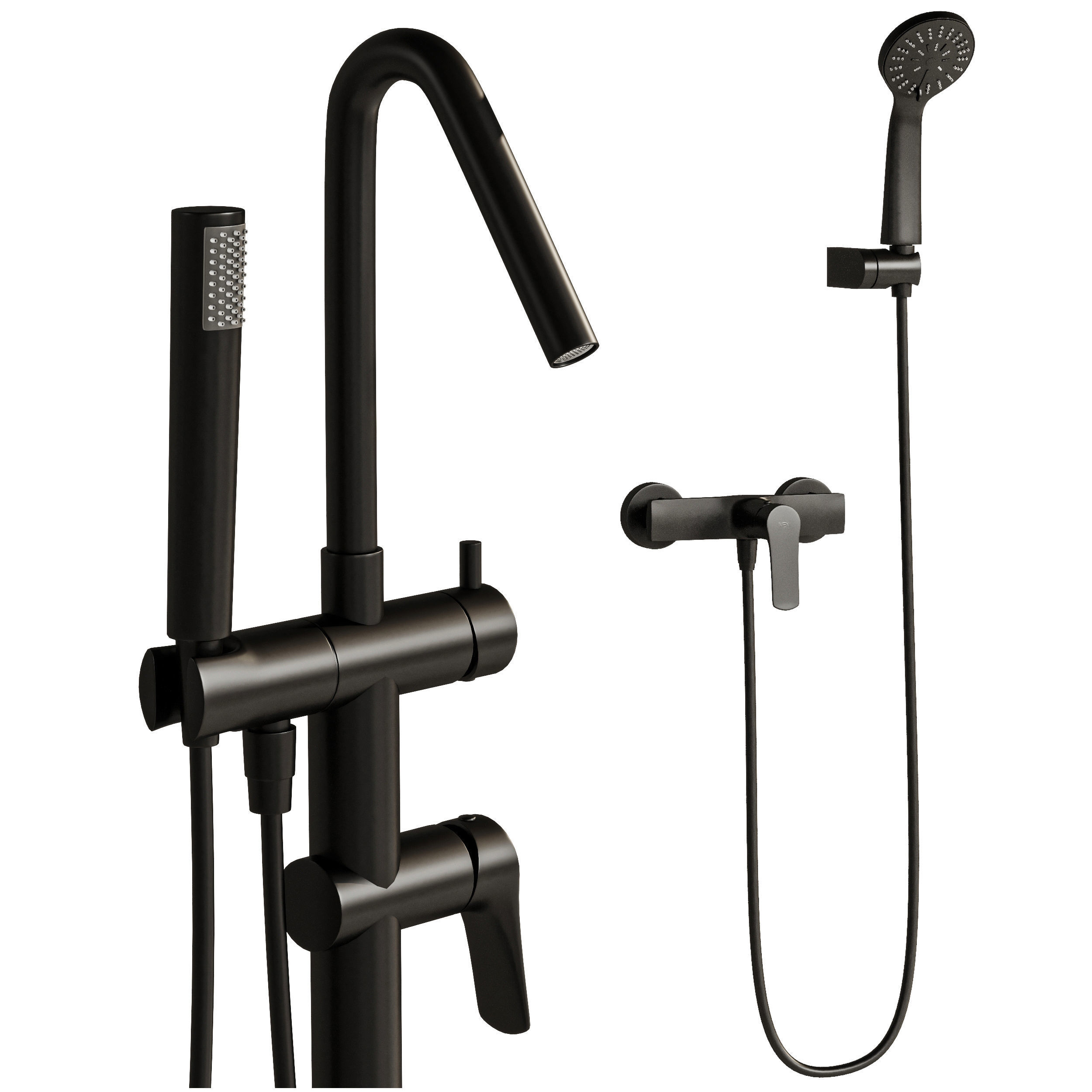 Bathroom Faucet Set 3D model_3