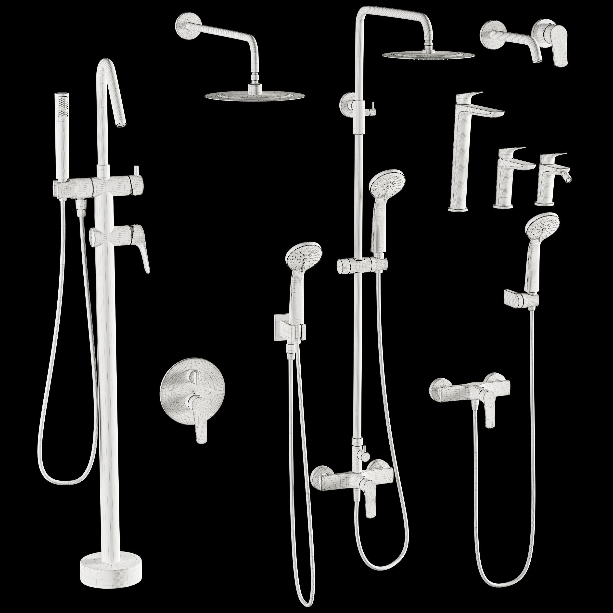 Bathroom Faucet Set 3D model_5