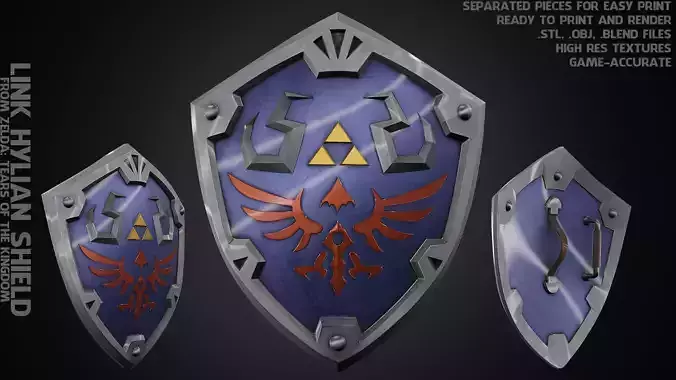 Zelda Tears of the Kingdom Link Hylian Shield for Cosplay 3D print model