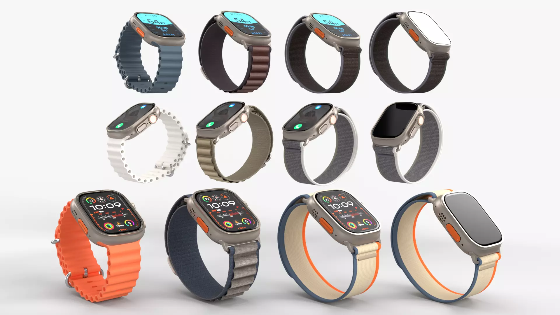 Apple Watch ultra 2 all colors 3D model_0