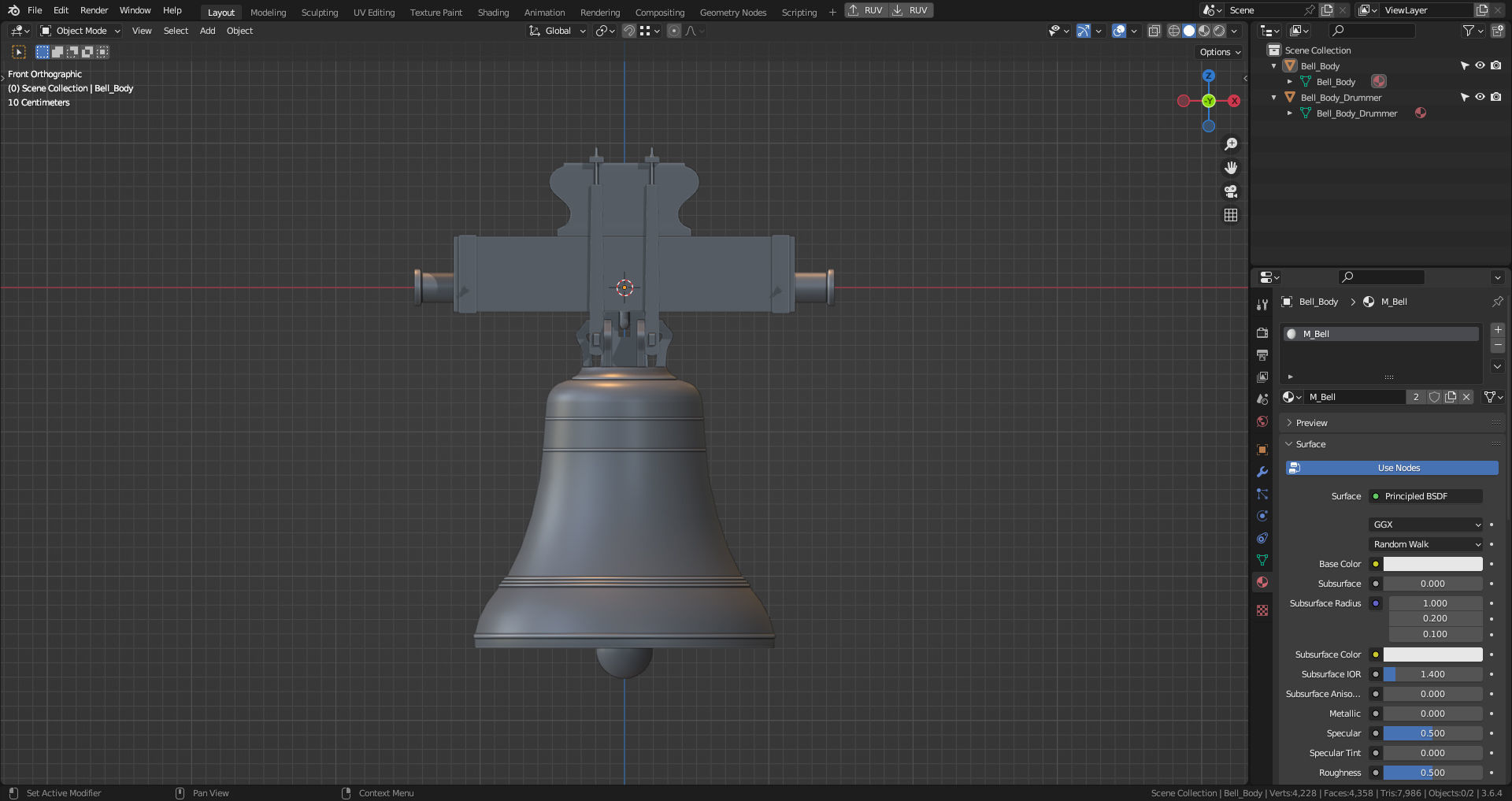Church Bell Low-poly 3D model_6